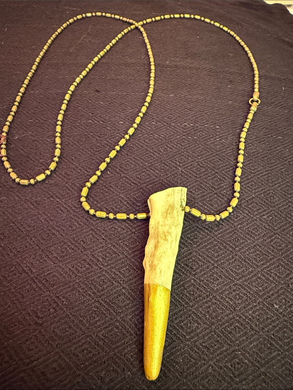 Gold-dipped Antler and Gold-Tone Pendant Necklace